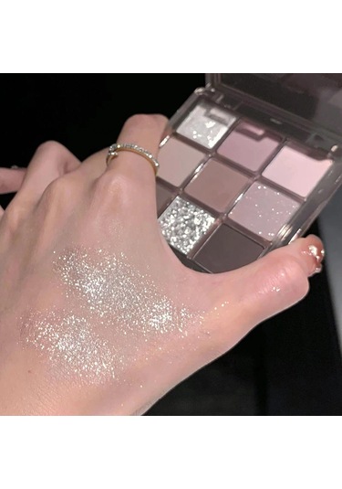 9 Renk Koyu Punk Dumanlı Göz Farı Paleti Gri Pembe Inci Mat Göz Farı Parlatıcı 11 01