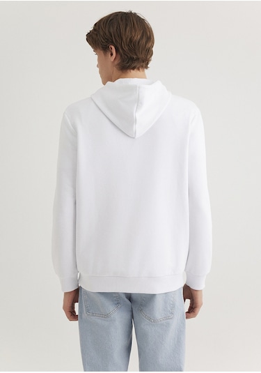 Mavi - Mavi Logo Baskılı Kapüşonlu Beyaz Sweatshirt 0611721-620 Beyaz