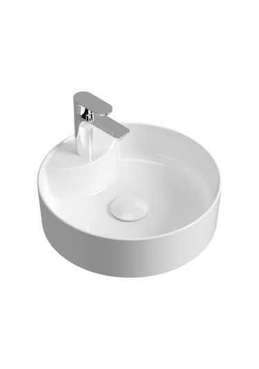 Aqua Bagno "bianzo" Tezgah Üstü Lavabo, Batarya Delikli, 42 Cm Beyaz