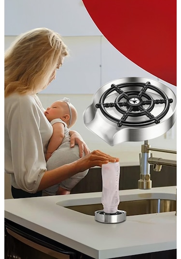 Thentech Bardak Yıkama Aparatı Yüksek Basınçlı Otomatik Bulaşıklık Siyah