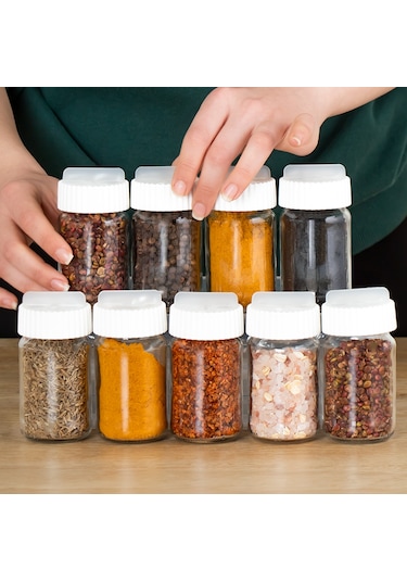 Porsima 1078 Kare Döner Standlı Döner Kapaklı Cam Baharatlık Cap Beyaz - Cappucino