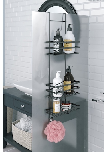 Teknotel LM580 Banyo Düzenleyici Şampuanlık Banyo Duşakabin Rafı Mat Siyah