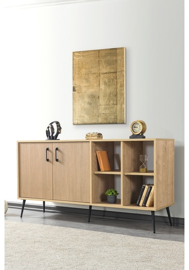 4610 Şile Metal Ayaklı Metal Kulplu 160 Cm Konsol - Yemek Odası Yunus-safir Yunus - Safir