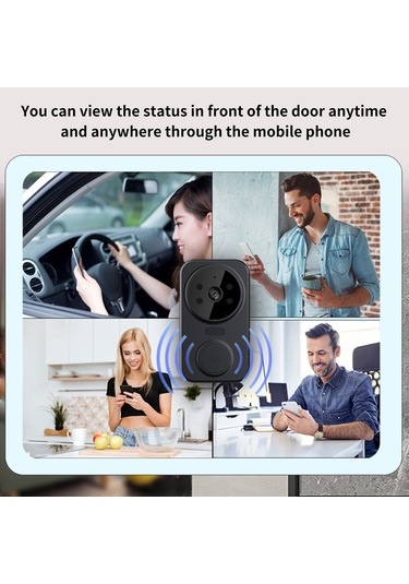 Yaozixa Siyah Akıllı Görüntülü Zil: Kablosuz 480p Kamera, İki Yönlü Ses, Gece Görüşü, Wifi Bağlantılı, Ev/gayrimenkul Güvenliği