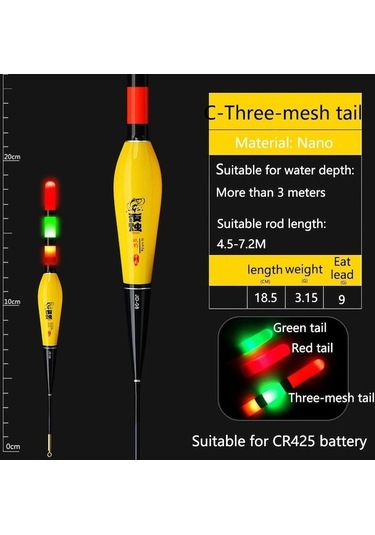 Novahub Uzun Atış Büyük Balık Elektronik Şamandıra Şamandıra Akıllı Şamandıra Üst Işıklı Şamandıra Elektronik Şamandıra Kuyruğu Üç Ağ Kuyruk-c