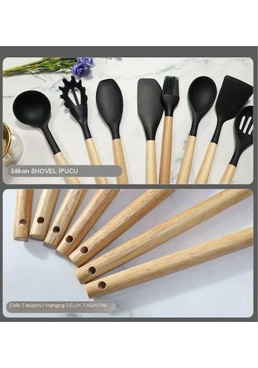 79125 12 Parça Yapışmaz Silikon Mutfak Eşyaları Seti Yeşil