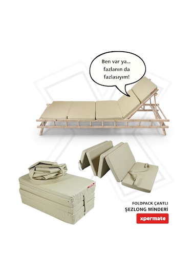 Xpermate Katlanır Şezlong Minderi Çantalı Cepli Foldpack 30x60x25