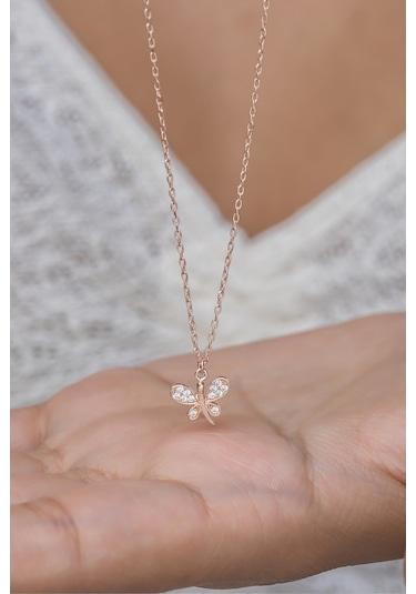 Nereze 925 Ayar Gümüş Rose Minik Yusufcuk Kolye