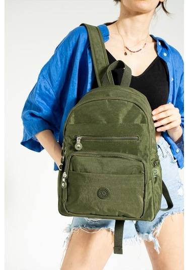 Klinkır Kadın Sırt Çantası Hafif Su İtici Kumaş Günlük Kullanım İçin İdeal 37 27 Cm Anne Bebek Çanta Yeşil