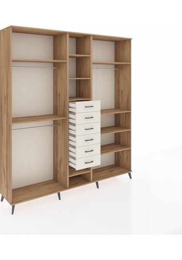 Hyperion Dolap 10 Raflı 6 Çekmeceli 3 Askılı 220x44x243 Çam-çam/aytaşı Atlas Çam/aytası