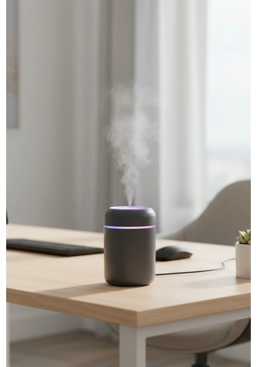 Siyah H2o Usb Renkli Mini Hava Nemlendirici Led Işıklı 350ml Taşınabilir Oda Ve Ofis Difüzörü
