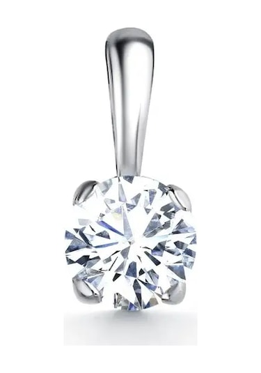 Gold Plaza Jewelry Yuvarlak Zirkon Taşlı Gümüş 925 Ay Kolye Pandantif 142794828 Gri