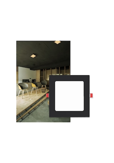 Maxled 12w Siyah Kasa Kare Sıva Altı Led Panel 3000k Günışığı Siyah