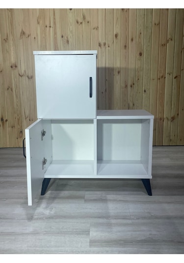 Beyaz 2 Kapaklı Açık Raflı Banyo Dolabı Beyaz