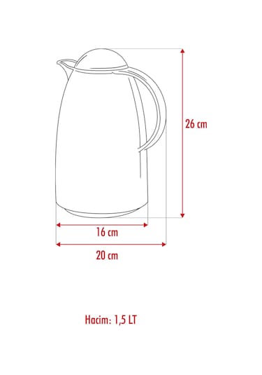 1.5 Lt Isı Yalıtımlı Çay Ve Soğuk Su Termosu Füme 12 Saat Sıcak Tutar& İçi Camdır Diğer
