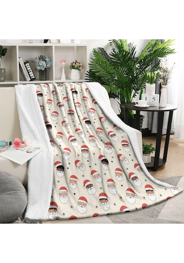 Noel Desenli 50x60 İnç Polar Battaniye, Yumuşak, Hafif Ve Kalın, Erkek, Kadın Ve Çocuk İçin Noel Çok Etnik Baba Noel