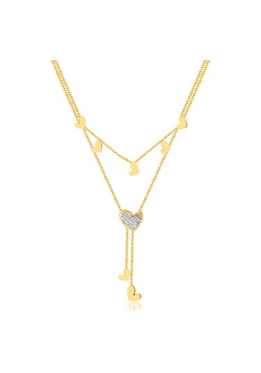 Sones Opk Gx2438 Paslanmaz Çelik Yığılmış Püskül Kalp Kolye Altın