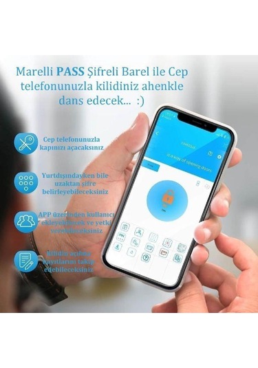 Marelli Pass Bnb Air Bnb Fonksiyonlu Şifreli Çelik Kapı Kilidi Kapı Göbeği