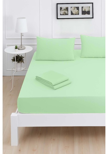 Mirava Premium %100 Pamuk Penye Lastikli Tek Kişilik Çarşaf Takımı 1 Yastık Kılfı Dahil Mint Yeşil 100x200cm Mint Yeşili