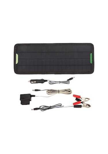 Ranyeek 12v 5w Güneş Paneli Akü Şarj Cihazı - Otomobil, Motosiklet, Tekne, Karavan Bakımı - Siyah Standart Paket