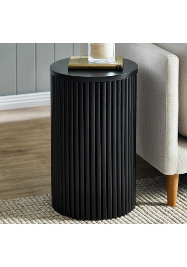 Mariposa Bohem Ahşap Yan Sehpa Siyah