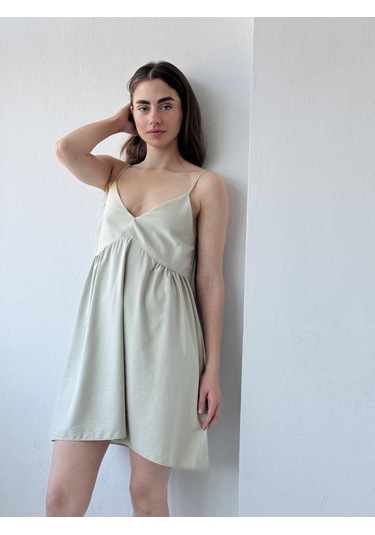 Retrobird Tasarım June Askılı Mini Elbise Kadın Su Yeşili-13909 Su Yeşili