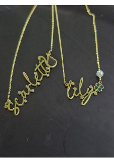 925 Ayar Papatya Silver Kişiye Özel Pırlanta,siyah Kuğ Kolye,yonca İsim Kolye Gümüş