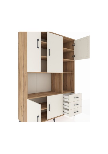 Hyperion Dolap 9 Raflı 3 Çekmeceli 5 Kapaklı 132x44x195 Çam-a... Çam