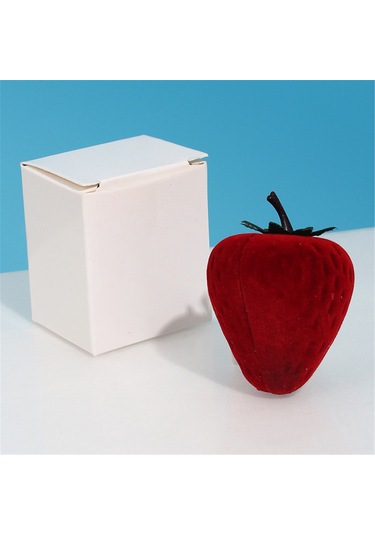Youmex Kırmızı Çilek Şekilli Gümüşlük Kutusu - Evlilik/valentine Hediyesi - Kolye/küpe/ring Saklama - 5x4.5cm Kırmızı