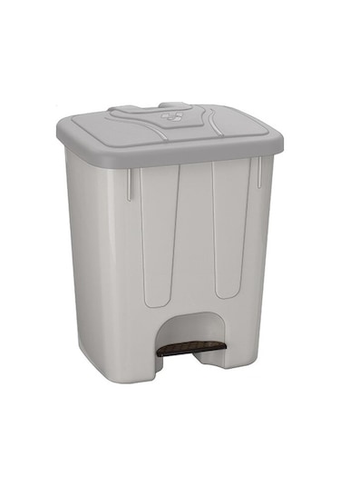 Şenyayla Köşeli Pedallı Çöp 40 Lt. Açık Gri