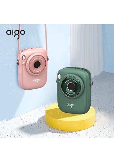 Didadodo Aigo Agf-05 Boyun Fanı - 3 Kademeli, 1800mah Pil, Led Işık Yeşil, Dokunmatik Kontrol Yeşil