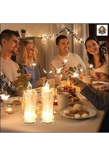 Vkemall 4'lü Paket Elektronik Mum Işıklı Gece Lambası - Romantik Yatak Odası Ve Masaüstü Dekoratif Ambiyans Aydınlatması Beyaz