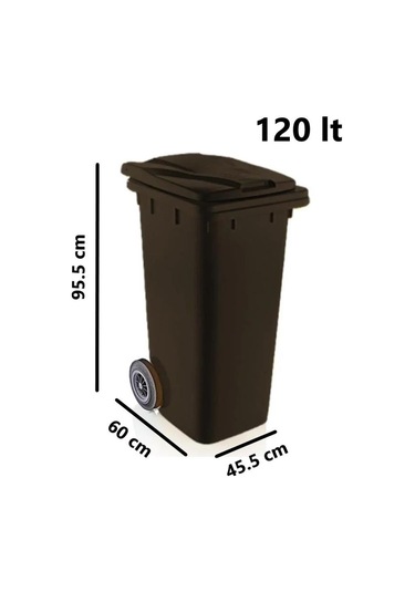 Omnipazar Sy-6505 Tekerlekli Kapaklı Plastik Çöp Konteyneri 120 Lt Siyah