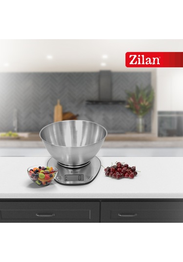 Zln2960 Dijital Mutfak Tartısı 5 Kg 1 Gr Hassasiyet Paslanmaz Çelik Yüzey Pil Dahil Gri - Inox