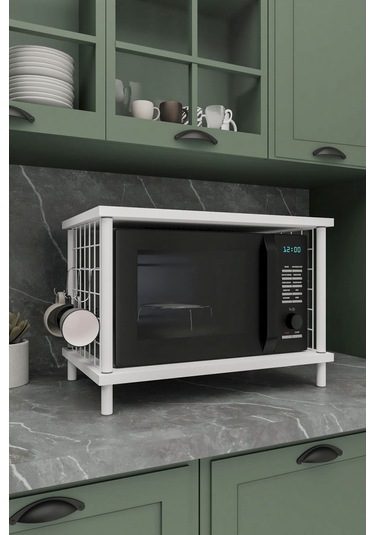 Mikrodalga Dolabı Beyaz B.d, Baharatlık, Iki Raflı Düzenleyici, Tezgah Üstü Raf Beyaz