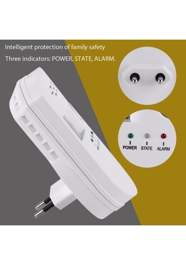 Aubyhe Eu Plug Lpg Gaz Alarmı - Yüksek Hassasiyetli Sayısal Gösterge, Yangın Tehlike Tespit Cihazı Beyaz Abs