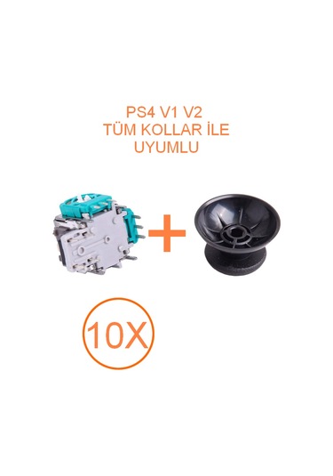 10 Adet Ps4 Analog Motoru + Topuz Başlık Set