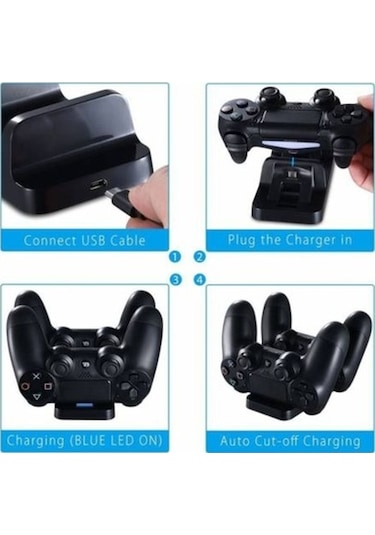 Dobe PS4 Uyumlu Şarj İstasyonu Çift Kol Joystick