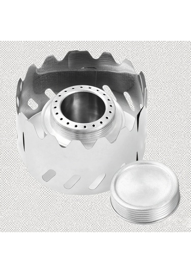 Yifomall Kamp Ve Bisiklet Turları İçin 100ml Alüminyum Alkol Ocağı + 3 Parça Paslanmaz Çelik Rüzgar Engelleyici Beyaz Kutulu Gümüş