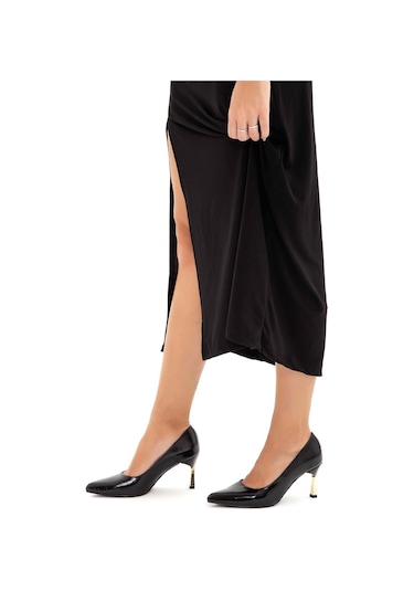 Tamer Tanca Kadın Vegan Siyah Rugan Stiletto Ayakkabı 911 225 Bn Ayk Y22 Sıyah Krsk Rgn Siyah