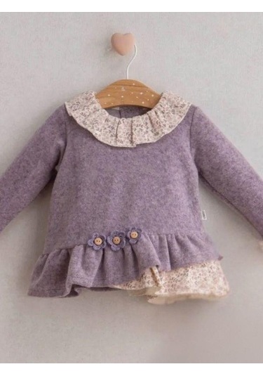 Kız Bebek Çiçek Desenli 2 Li Takım-15268 Mor