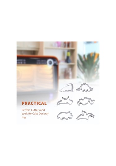 6pca/set Dinozor Kek Modu Bisküvi Kesme Kurabiye Kalıbı - Gümüş