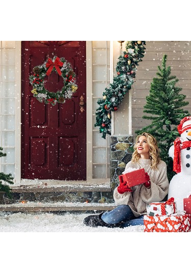 Konesam 30cm El Yapımı Noel Gülleği - Pet Materyal, Simülasyon Mantar Ve Kırmızı Meyveli, Mağaza Otel Dekorasyonu, Duvar/anahtar Bağdağı, Noel Günü Sahneleri