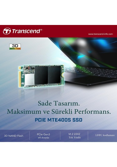 Transcend TS2TMTE400S 2 TB M.2 2242 PCIE Gen 3x4 Nvme 3D TLC SSD Hard Disk