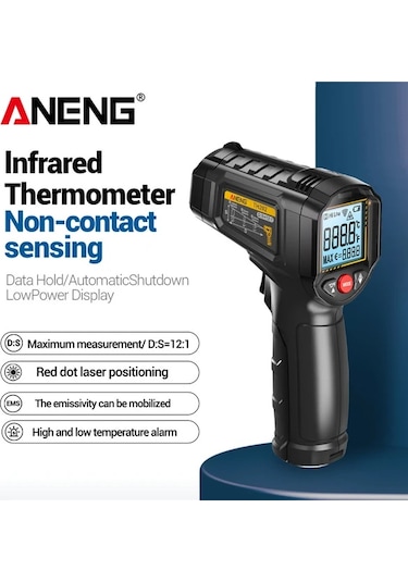 Boatshop1 1 Adet Aneng Th202 Kızılötesi Termometre Higrometre Temassız Ölçüm -50 600 Lcd Ekran Abs Reçine Pil İle Çalışır Th202 Red