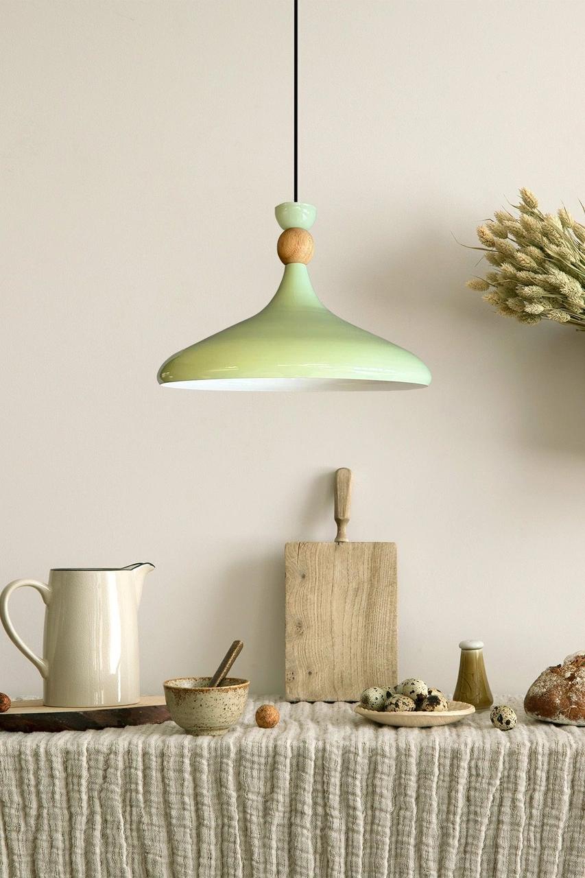Champion Mint Ahşap Şapka Tekli Avize Sarkıt Salon Mutfak Cafe Butik Lamba Aydınlatma Avizeler Mint