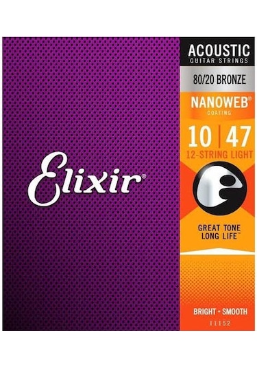 Elixir 11152 Nanoweb 80/20 Bronze 12 Telli Akustik Gitar Teli 12