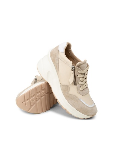 Deery Kadın Hakiki Süet Bej Dolgu Topuk Sneaker - M9147zbejc01