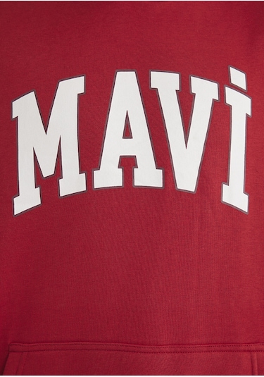Mavi - Mavi Logo Baskılı Kapüşonlu Kırmızı Sweatshirt 067149-86417 Kırmızı