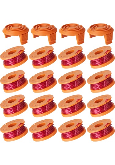 Tenfowee Worx İçin 20'li Yer Değiştirme Seti: 16 Adet Wa0010 Makine İpi Bobini + 4 Adet Kapak - Hızlı Kesim, Zaman Tasarrufu, Dayanıklı Nilon